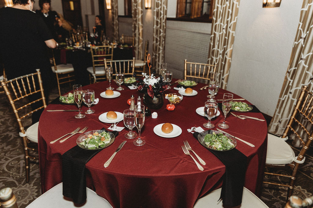 dark and moody wedding reception in Merion Tribute house