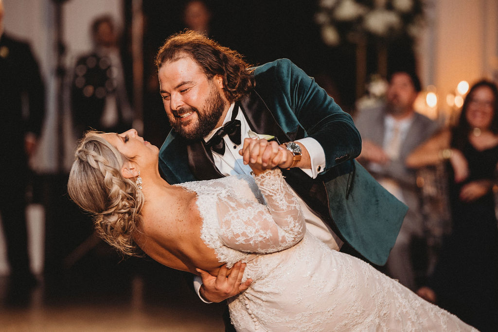 bride and groom first dance during their wedding reception at the downtown club in philadelphia