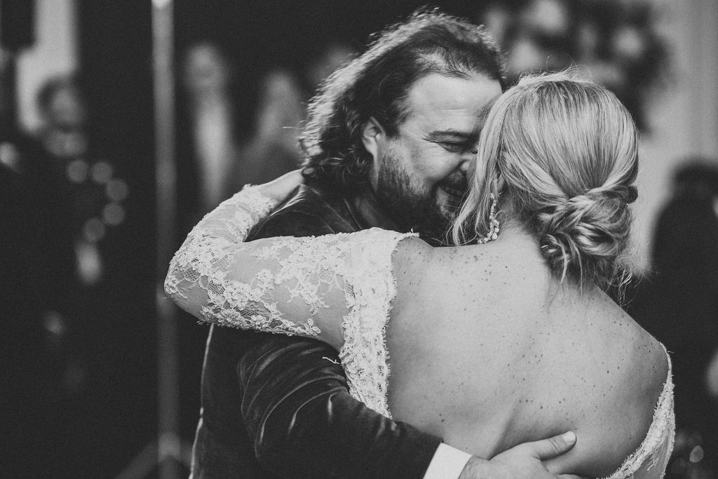 bride and groom first dance during their wedding reception at the downtown club in philadelphia