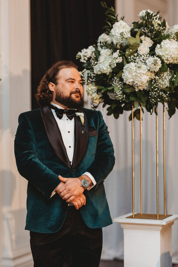 groom waiting at the altar in downtown club philadelphia