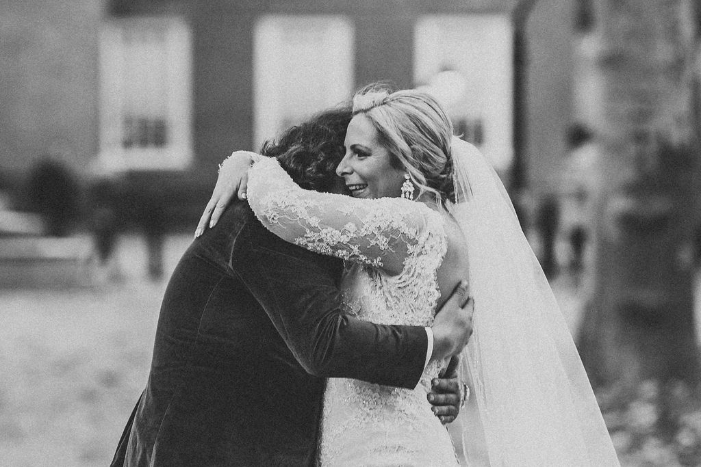 bride and groom first look in downtown Philadelphia